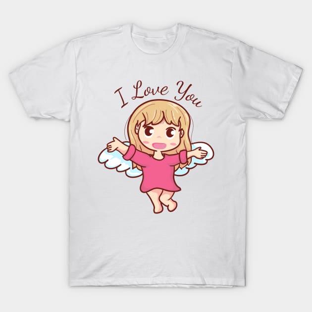 cupid wants to hug and say I love you T-Shirt by MAAQ Design